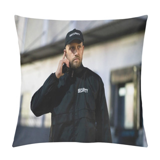Personality  Security Guard Standing In Front Of Building At Night Pillow Covers