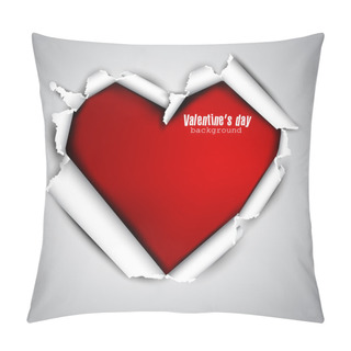 Personality  Torn Paper With Space For Text. Red Heart. Valentine's Day Vecto Pillow Covers