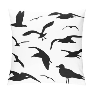 Personality  Seagull Silhouette Set Isolated On White Background Vector Pillow Covers