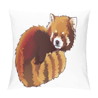 Personality  Vector Illustrated Portrait Of Red Panda Also Called Red Bear-Ca Pillow Covers