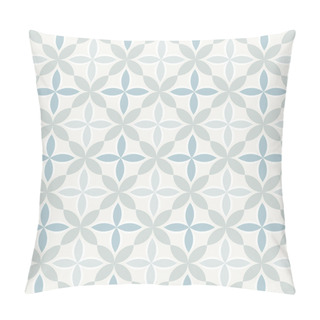 Personality  Seamless Geometric Pattern With Abstract Floral Elements Based On Arabic Ornaments. Geometric Checkered Background In White And Blue Colors For Fabric, Textile, Or Wallpaper Design Pillow Covers
