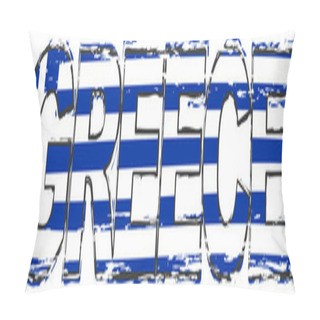 Personality  Word GREECE With Greek National Flag Under It, Distressed Grunge Pillow Covers