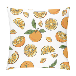 Personality  Seamless Pattern Orange. Slice Citrus Fruit. Vector Illustrstion For Kitchen Textile. Pillow Covers