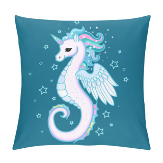 Personality  Cute Cartoon, Rainbow Seahorse Unicorn. For Design Prints, Posters And So On. Vector Pillow Covers