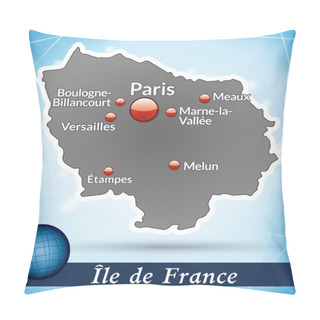 Personality  Map Of Ile-de-France Pillow Covers
