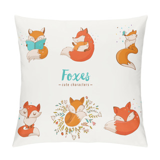 Personality  Fox Characters, Cute, Lovely Illustrations Pillow Covers
