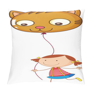 Personality  A Little Girl Holding A Cat Balloon Pillow Covers
