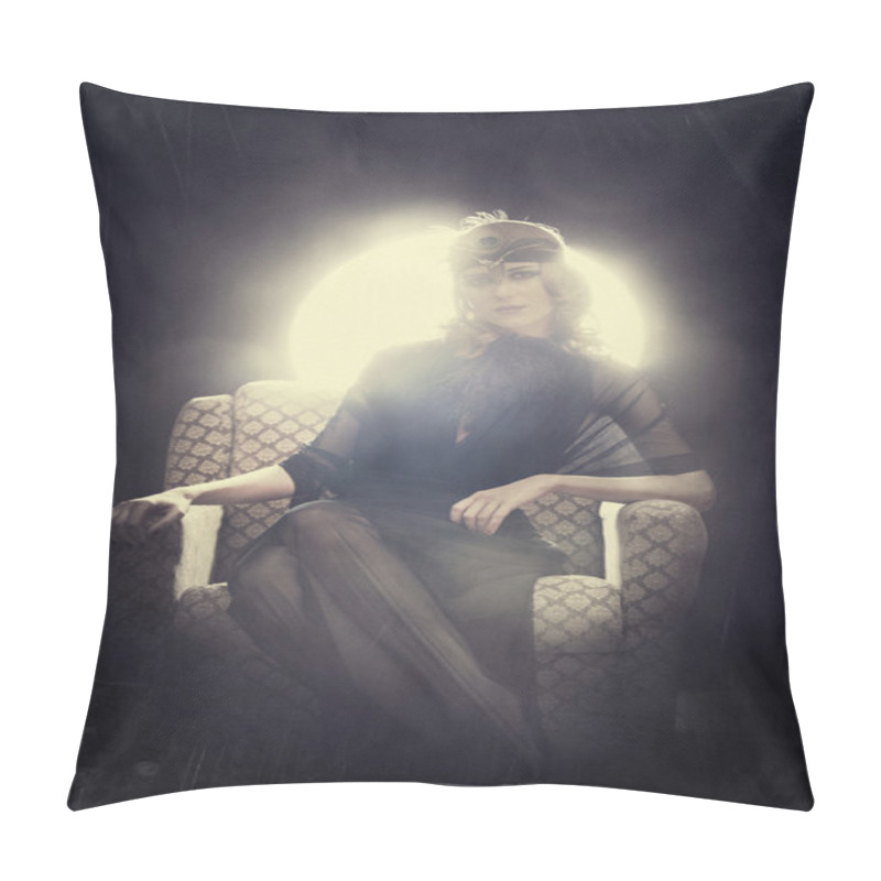 Personality  Redhead girl in 20-s style. pillow covers
