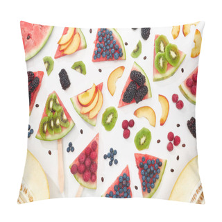 Personality  Pattern With Delicious Juicy Watermelon On Sticks With Seasonal Berries And Fruits Pillow Covers