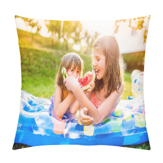 Personality  Two Girls Eating Watermelon   Pillow Covers