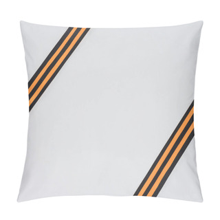 Personality  Top View Of Two St. George Ribbons Isolated On Gray  Pillow Covers