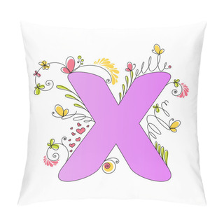 Personality  Colorful Floral Alphabet. Letter X Pillow Covers