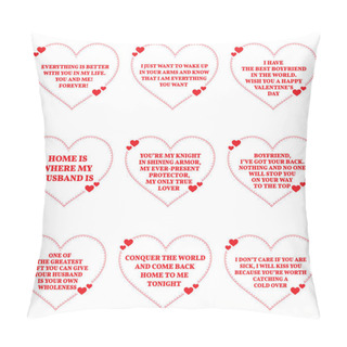 Personality  Set Of Love Wishes Quotes Over White Background. Simple Heart Sh Pillow Covers