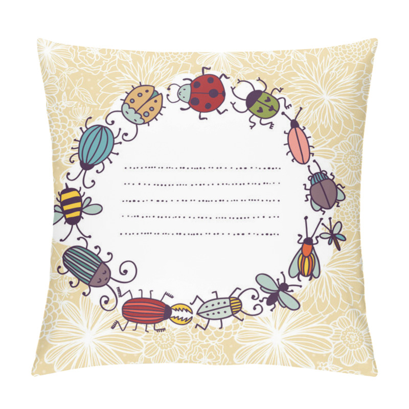 Personality  Card With Cartoon Insects And Beetles Pillow Covers