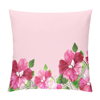 Personality  Watercolor Effect Flowers With Leaves Decorated Pastel Pink Back Pillow Covers