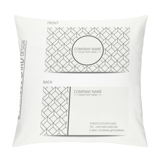 Personality  Geometric Cube Monochrome Business Card Template For Your Design. Pattern With Rhombuses, Square. Optical Illusion Effect. Business Card. Trendy Calling Card. Vector Design. Pillow Covers