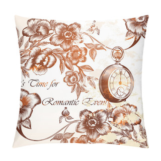 Personality  Fashion Wedding Background With Flowers In Retro Style Pillow Covers