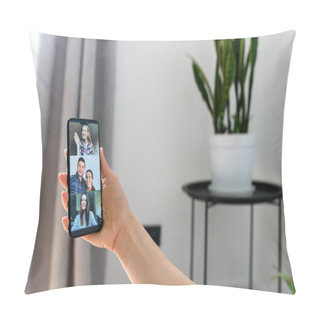 Personality  Video Meeting On Smartphone Screen, Zoom App Pillow Covers