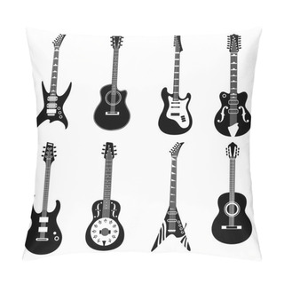 Personality  Set Of Black Guitars Icons Pillow Covers