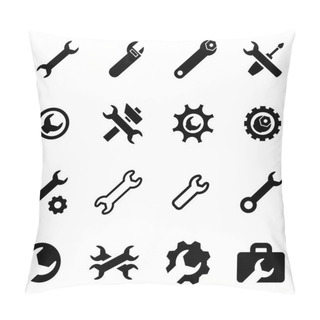 Personality  Vector Black Settings Wrench Icon Set Pillow Covers