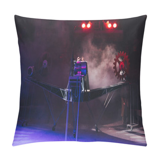 Personality  KYIV, UKRAINE - NOVEMBER 1, 2019: Stage Props In Smoke On Circus Arena  Pillow Covers