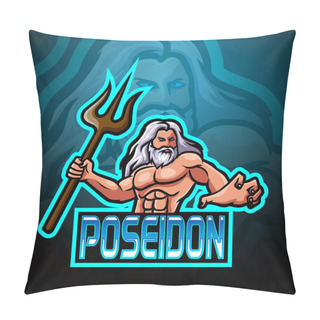 Personality  Poseidon Mascot Sport Esport Logo Design Pillow Covers