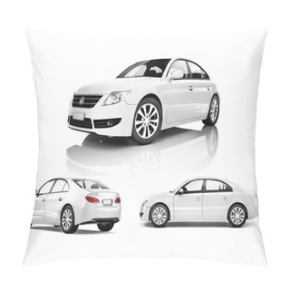 Personality  Three Dimensional Image Of A White Car Pillow Covers