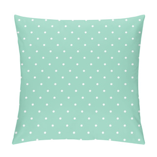 Personality  Tile Vector Pattern With Small White Polka Dots On Mint Green Background Pillow Covers
