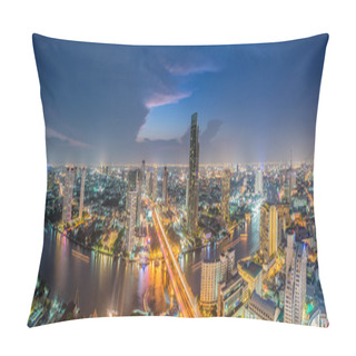 Personality  Bangkok Transportation At Dusk With Modern Business Building Alo Pillow Covers