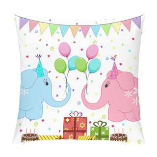 Personality  Birthday Party Elephants Set Pillow Covers