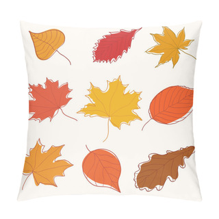 Personality  Set Of Autumn Doodle Leaves Pillow Covers