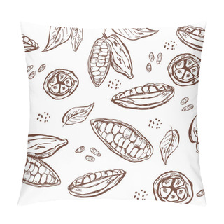 Personality  Seamless Pattern With Cocoa Pods, Beans And Leaves. Pillow Covers