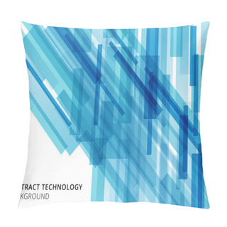 Personality  Abstract Technology Overlapped Geometric Squares Shape Blue Colour On White Background With Copy Space. Vector Graphic Illustration Pillow Covers