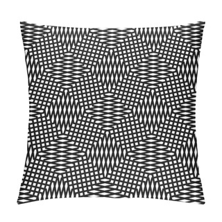 Personality  Grid Pattern, Mesh Background Of Wavy, Waving Distortion, Deform Pillow Covers