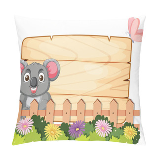 Personality  Cute Koala Peeking Over A Garden Fence Sign Pillow Covers