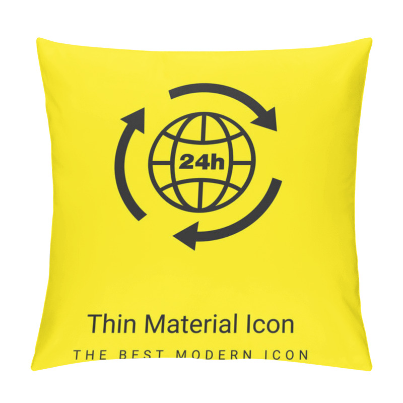 Personality  24 Hours Earth Grid Symbol With Arrows Circle Around minimal bright yellow material icon pillow covers