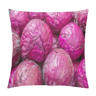 Personality  Purple Cabbage In Market Place. Organic Cabbage. Pillow Covers