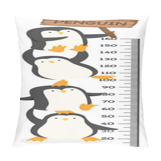 Personality  Meter Wall With Penguin.illustration. Pillow Covers