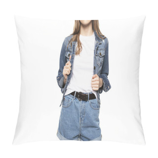 Personality  Girl In Denim Clothes Pillow Covers