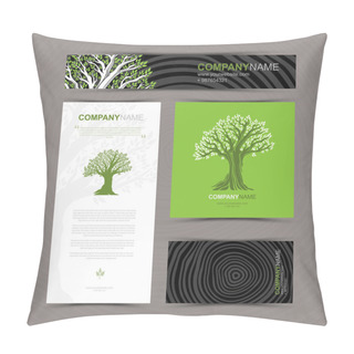 Personality  Business Cards Template With Stylized Tree Pillow Covers