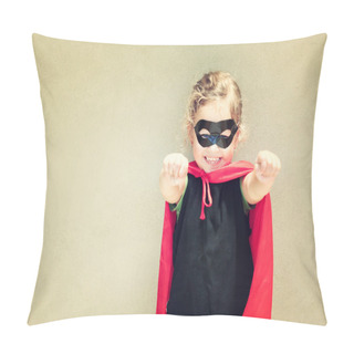 Personality  Superhero Kid Against Textured Wall Pillow Covers