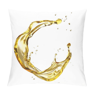Personality  Olive Or Engine Oil Splash, Cosmetic Serum Liquid Isolated On White Background, 3d Illustration With Clipping Path. Pillow Covers