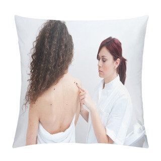 Personality Woman At Dermatology Examination Pillow Covers
