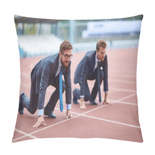 Personality  Businessman Ready To Run On Stadium Pillow Covers