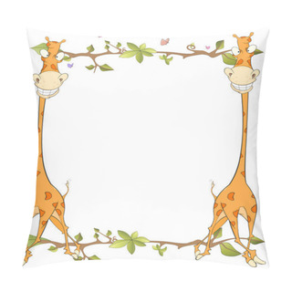 Personality  Frame With Giraffes Pillow Covers