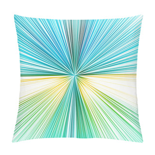 Personality  Abstract Radial Zoom Blur Surface In Yellow, Green, Blue Tones. Abstract Background With Radial, Radiating, Converging Lines. Pillow Covers