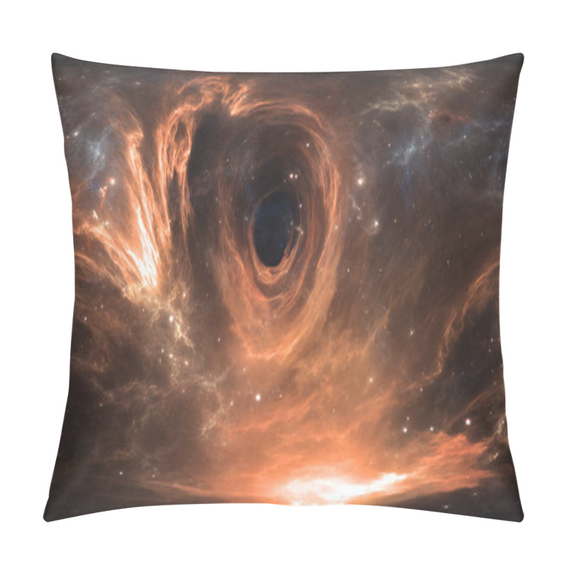 Personality  360 degree massive black hole panorama, equirectangular projection, environment map. HDRI spherical panorama. Space background with black hole and stars. 3d illustration pillow covers
