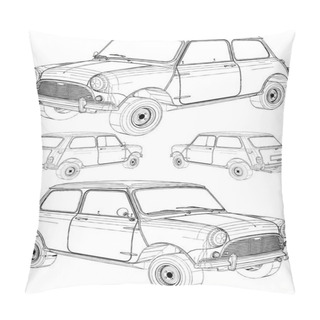 Personality  Retro Mini Car Vector. Illustration Isolated On White Background. A Vector Illustration Of A Car. Pillow Covers