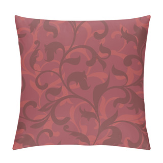 Personality  Seamless Pattern With Floral Tracery On A Red Background Pillow Covers