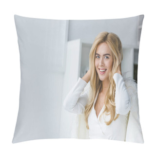 Personality  Attractive Smiling Woman Pillow Covers
